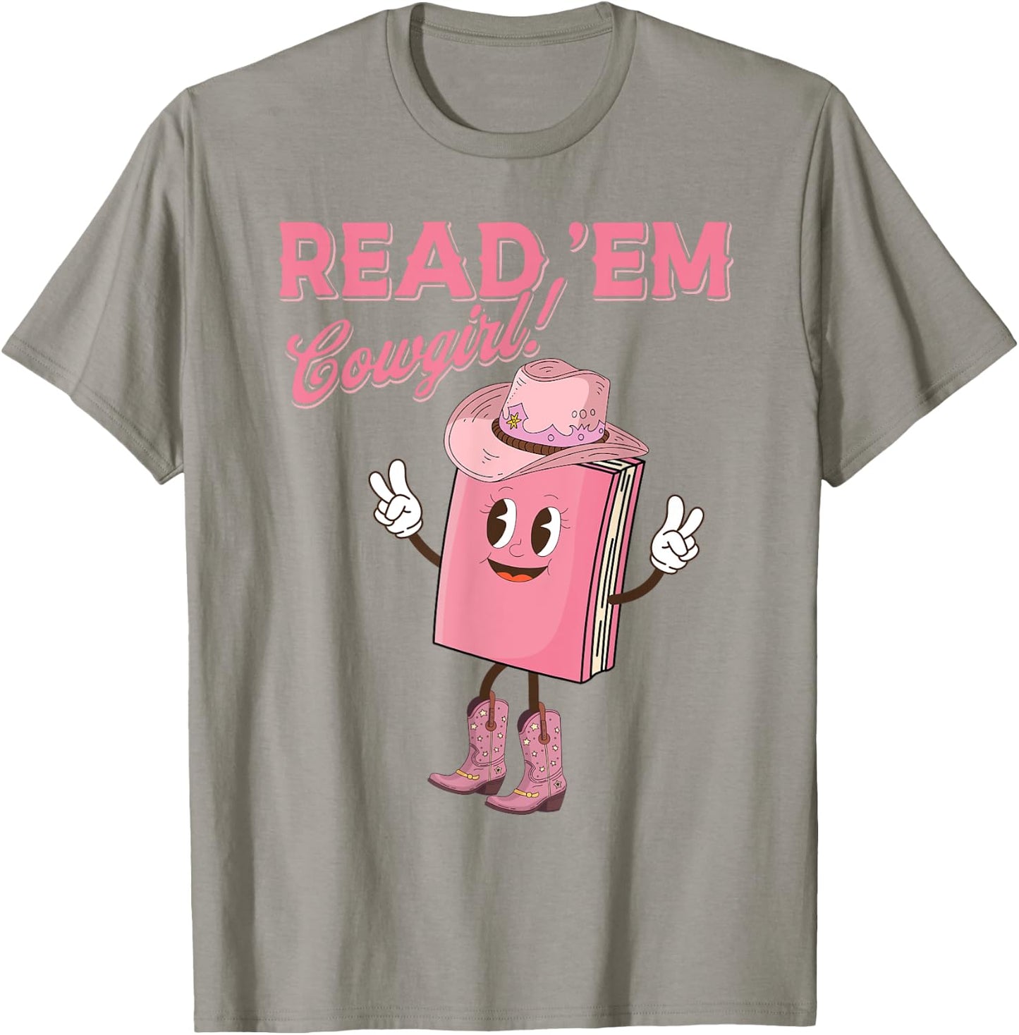Read 'Em Western Cowgirl Retro Groovy Reading Books T-Shirt - T-Shirt | Sand