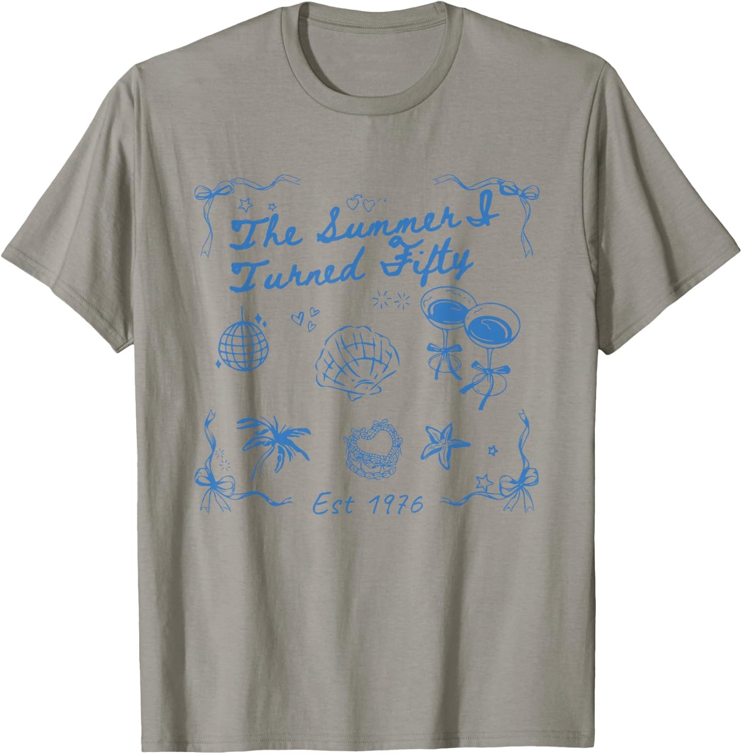 Summer I Turned Fifty 50th Birthday Seashell Coastal Beach T-Shirt - T-Shirt | Sand