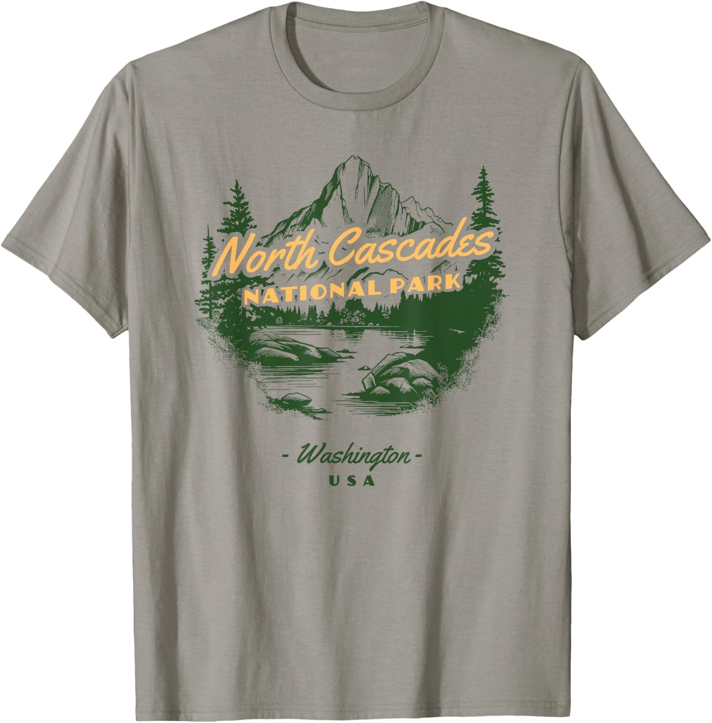 North Cascades National Park Washington Retro Vintage T-Shirt - T-Shirt | Sand