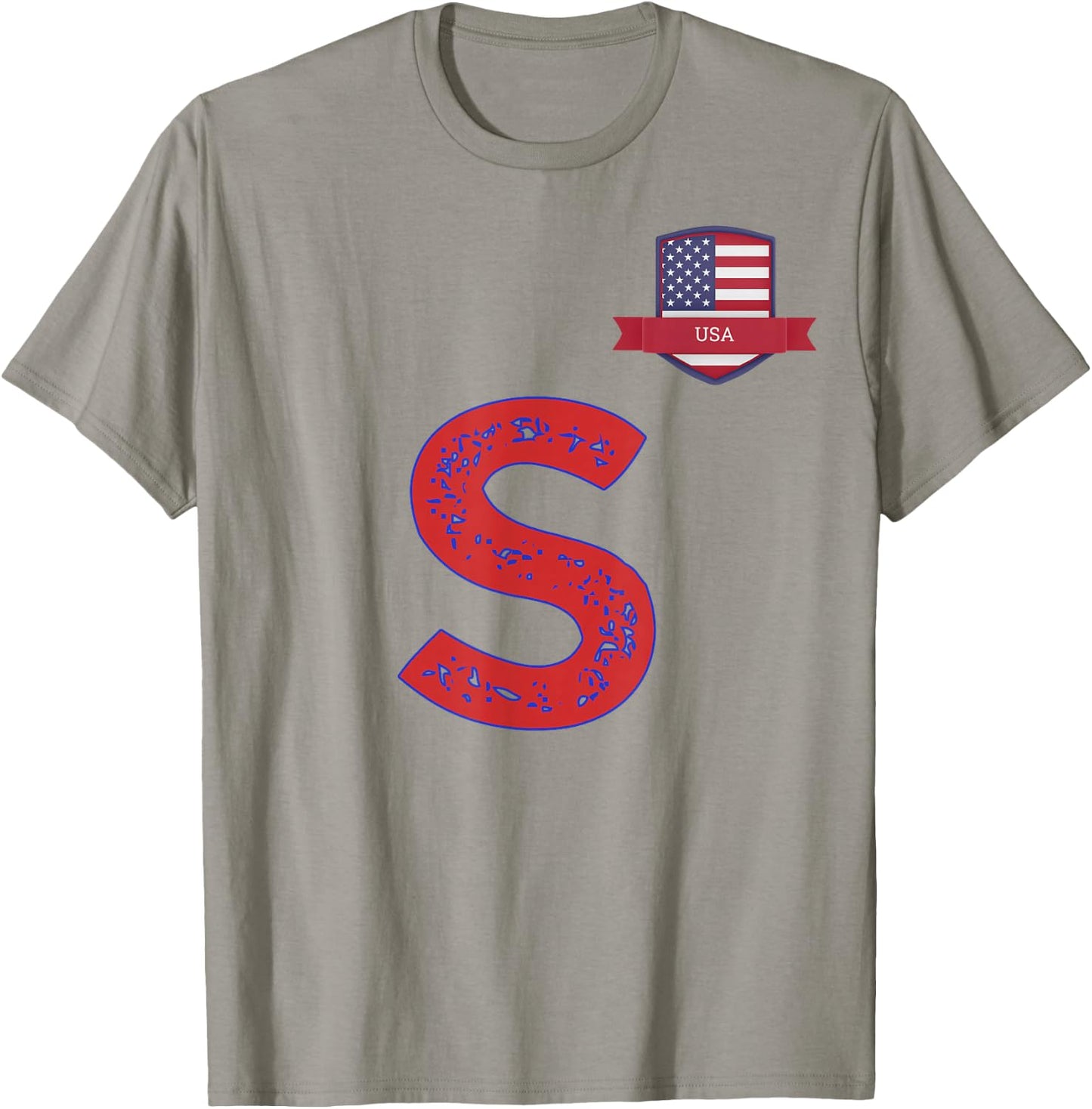 USA Human-Flag Letter S American USA Red T-Shirt - T-Shirt | Sand