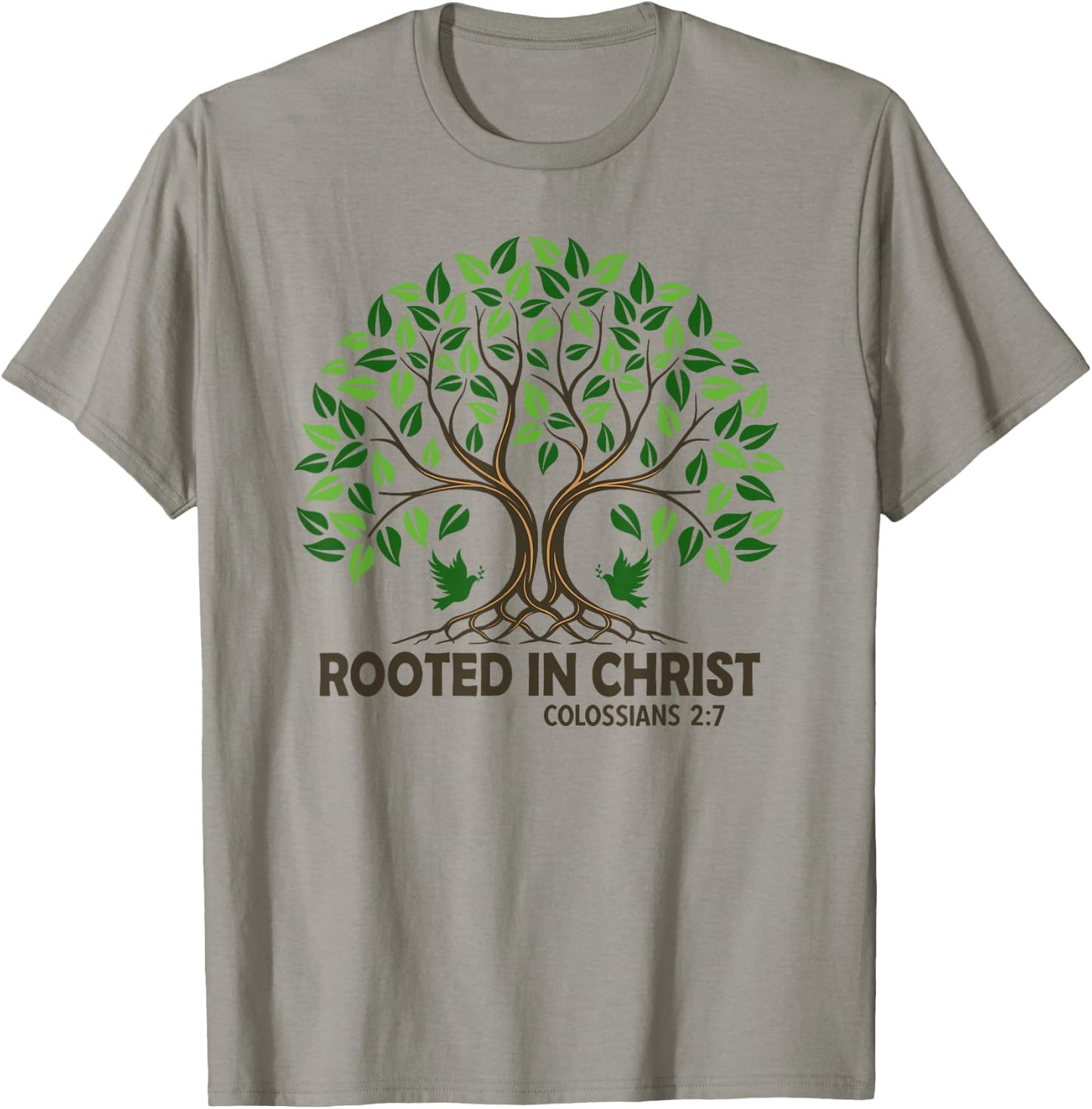 Christians Rooted In Christ Tree God Jesus T-Shirt - T-Shirt | Sand