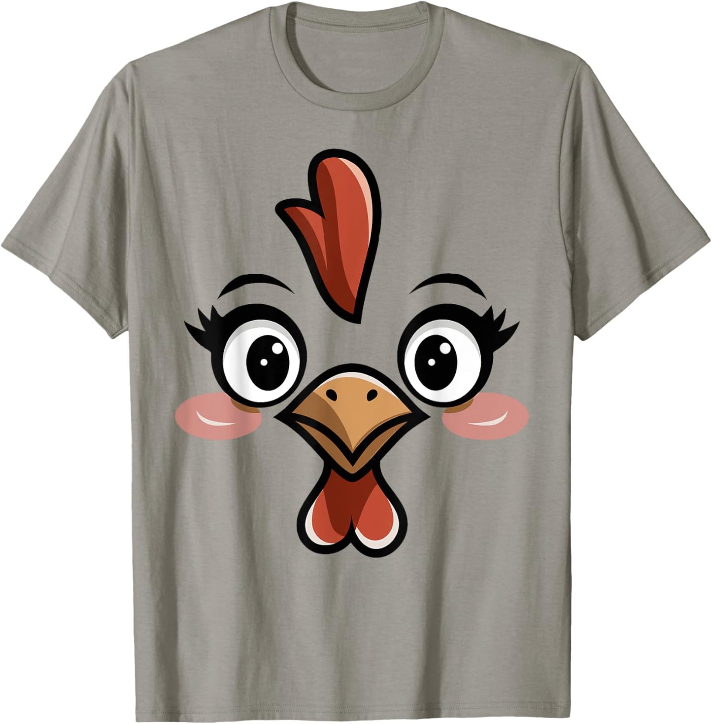 Novelty Last Minute Easy Halloween Party Stuff Halloween Chicken Face Women Kids Blue, White Size Small Classic Fit Round Collar Short Sleeve Cotton 60%, Polyester 40% T-Shirt - T-Shirt | Sand