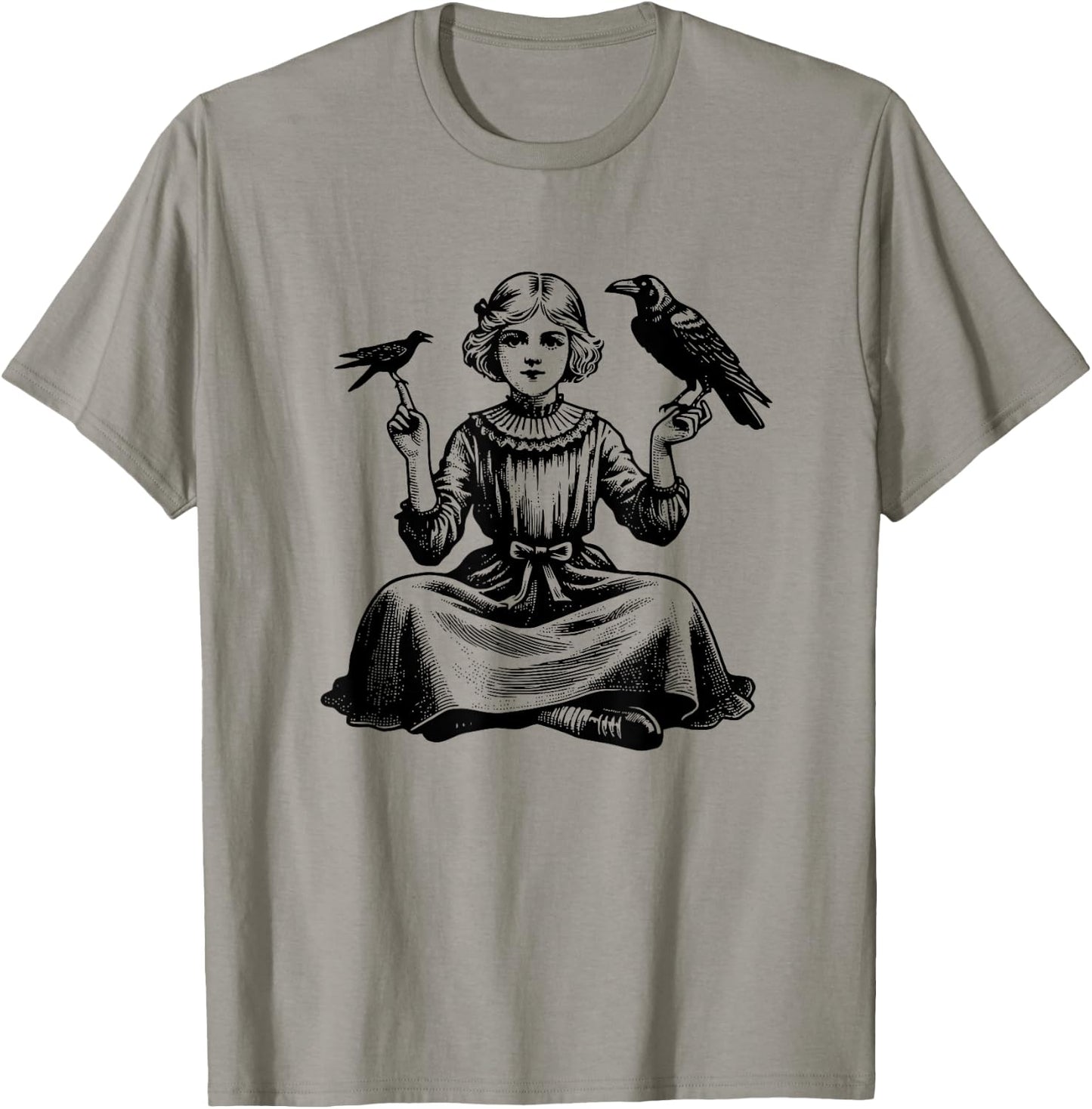Vintage Crow, Vintage Raven Design for Crow and Raven Lovers T-Shirt - T-Shirt | Sand