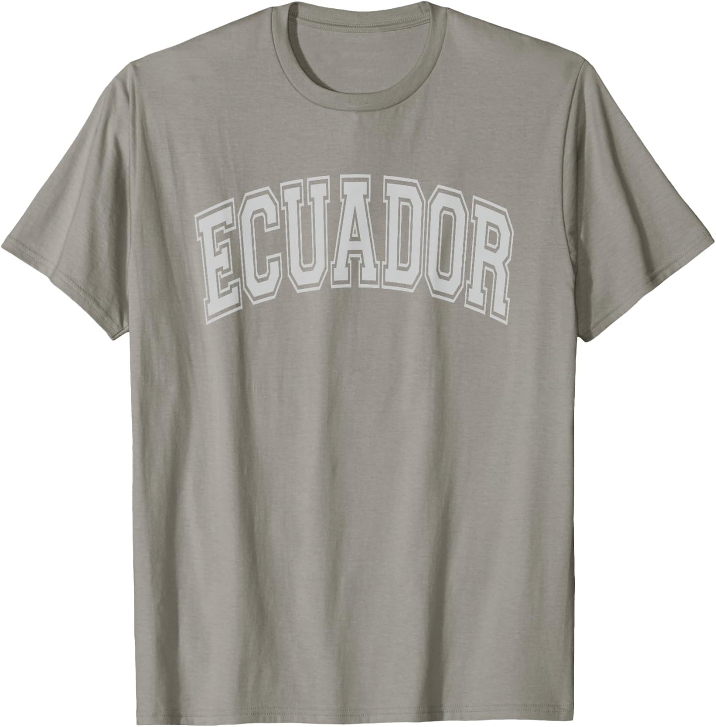 Ecuador Arched Style Text White with Gray Print T-Shirt - T-Shirt | Sand