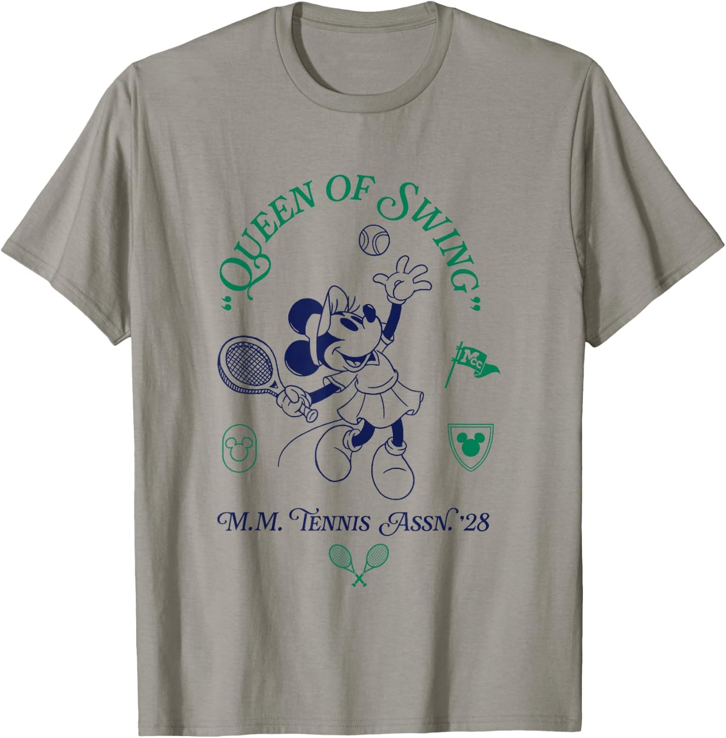 Disney Minnie Mouse Queen Of Swing M.M. Tennis Assn 28 Logo T-Shirt - T-Shirt | Sand