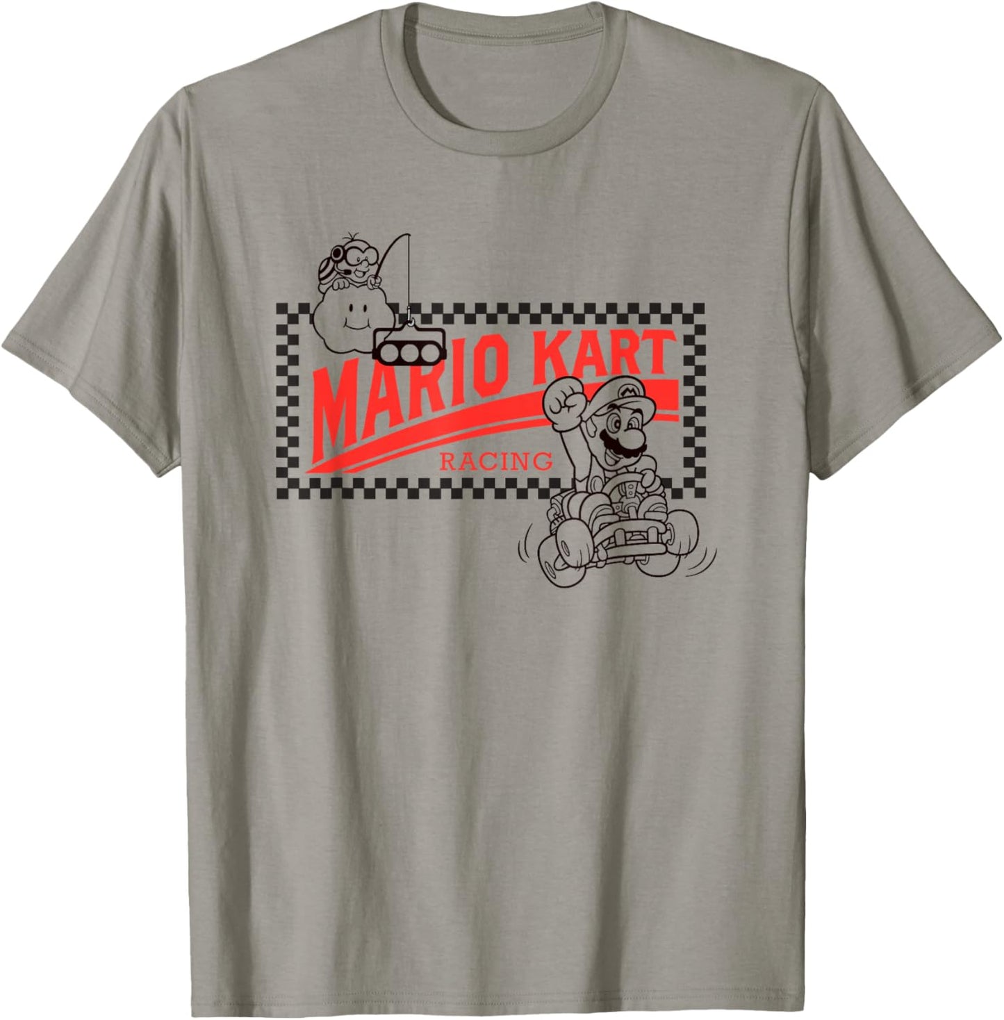 Mario Kart Racing Vintage Checkerboard Frame Logo T-Shirt - T-Shirt | Sand