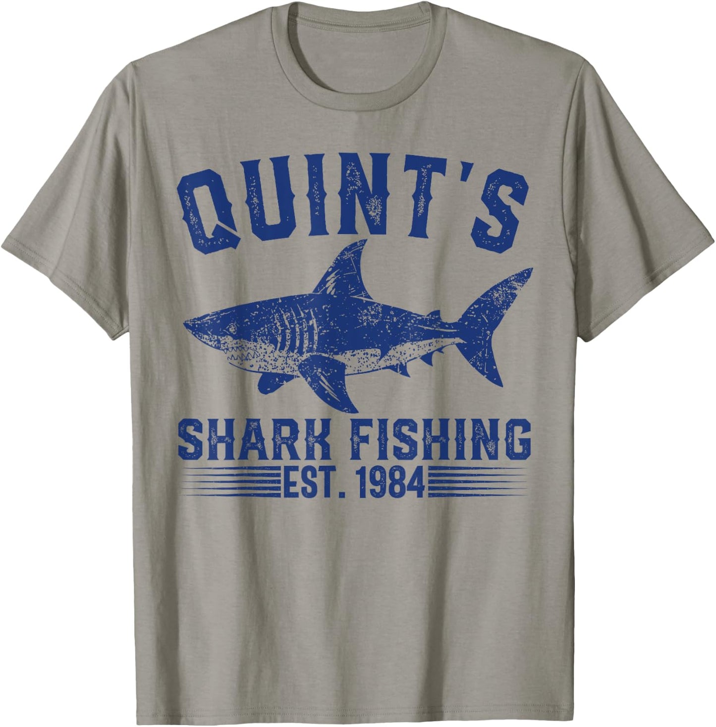 Vintage Quint's Shark Fishing 1984 Retro Fisher Birthday T-Shirt - T-Shirt | Sand