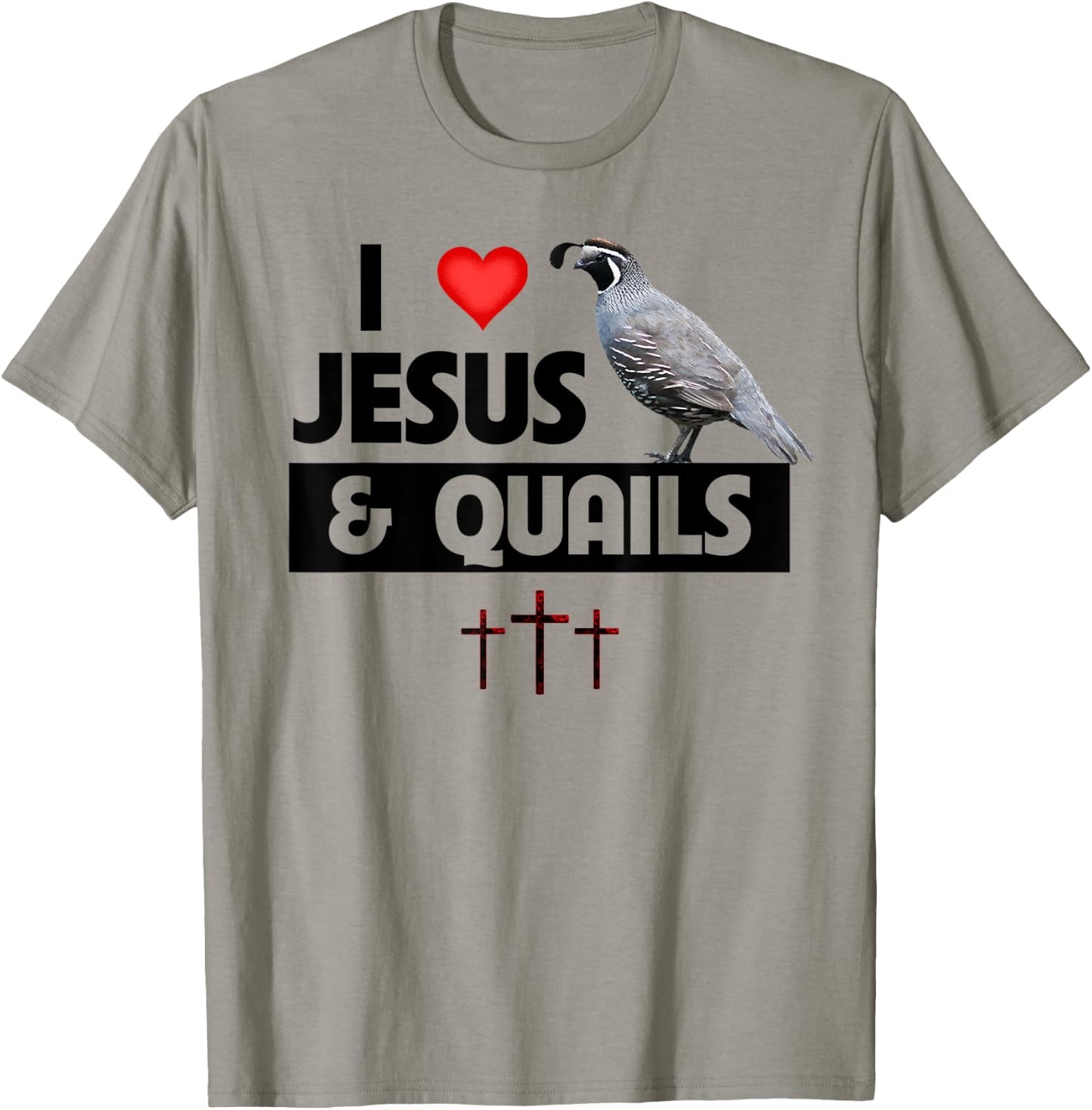 I Love Jesus and Quails Bird Watcher Christian Hunting T-Shirt - T-Shirt | Sand