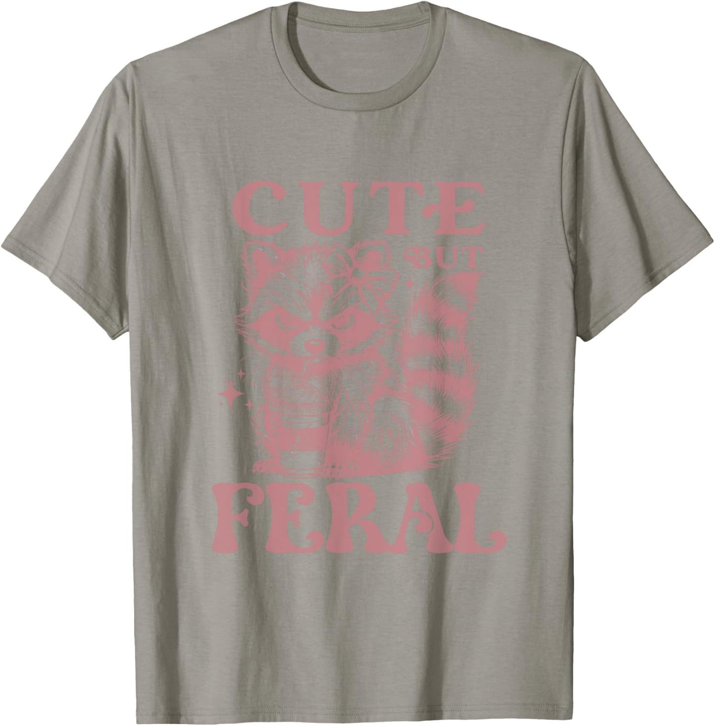 Raccoon Cute But Feral Vintage Raccoon Funny Coffee Lovers T-Shirt - T-Shirt | Sand