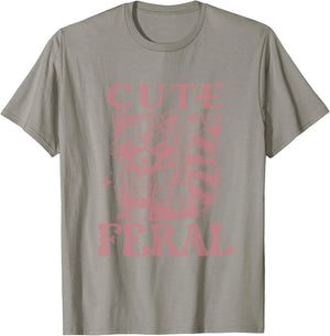 Raccoon Cute But Feral Vintage Raccoon Funny Coffee Lovers T-Shirt - T-Shirt | Sand