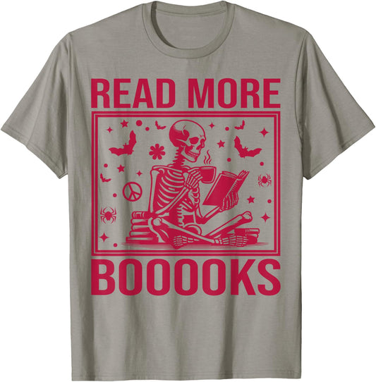 Cute Booooks Ghost Read More Books Funny Teacher Halloween T-Shirt - T-Shirt | Sand