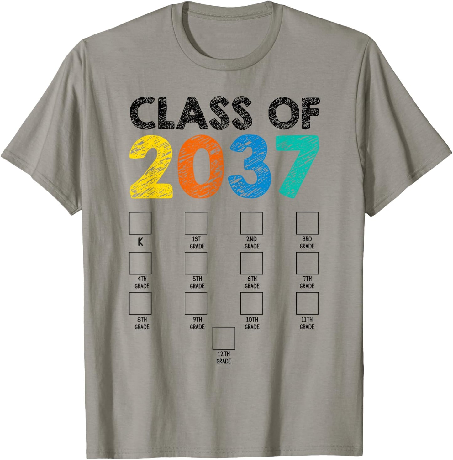 Class of 2037 Grow With Me First Day School Back to School T-Shirt - T-Shirt | Sand
