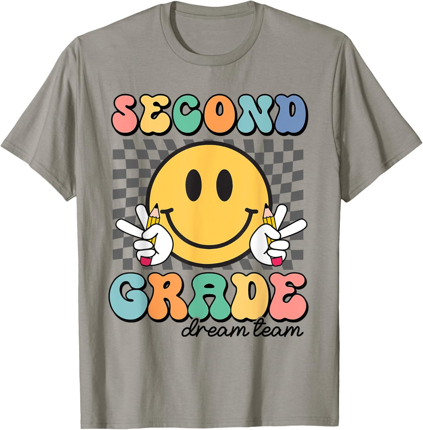 Second Grade Dream Team Smile Face First Day of 2nd Grade T-Shirt - T-Shirt | Sand