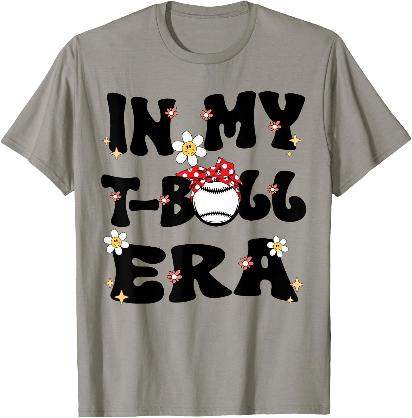 In My Tball Era Retro Groovy T ball ball Kids Girl Boy T-Shirt - T-Shirt | Sand