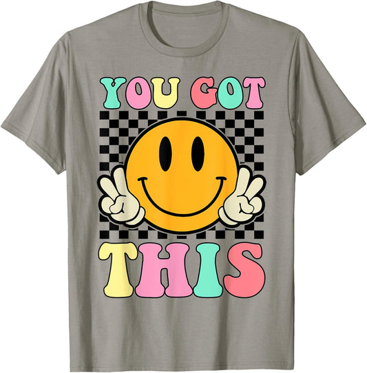 You Got This Retro Smile Motivational Testing Day Teacher T-Shirt - T-Shirt | Sand