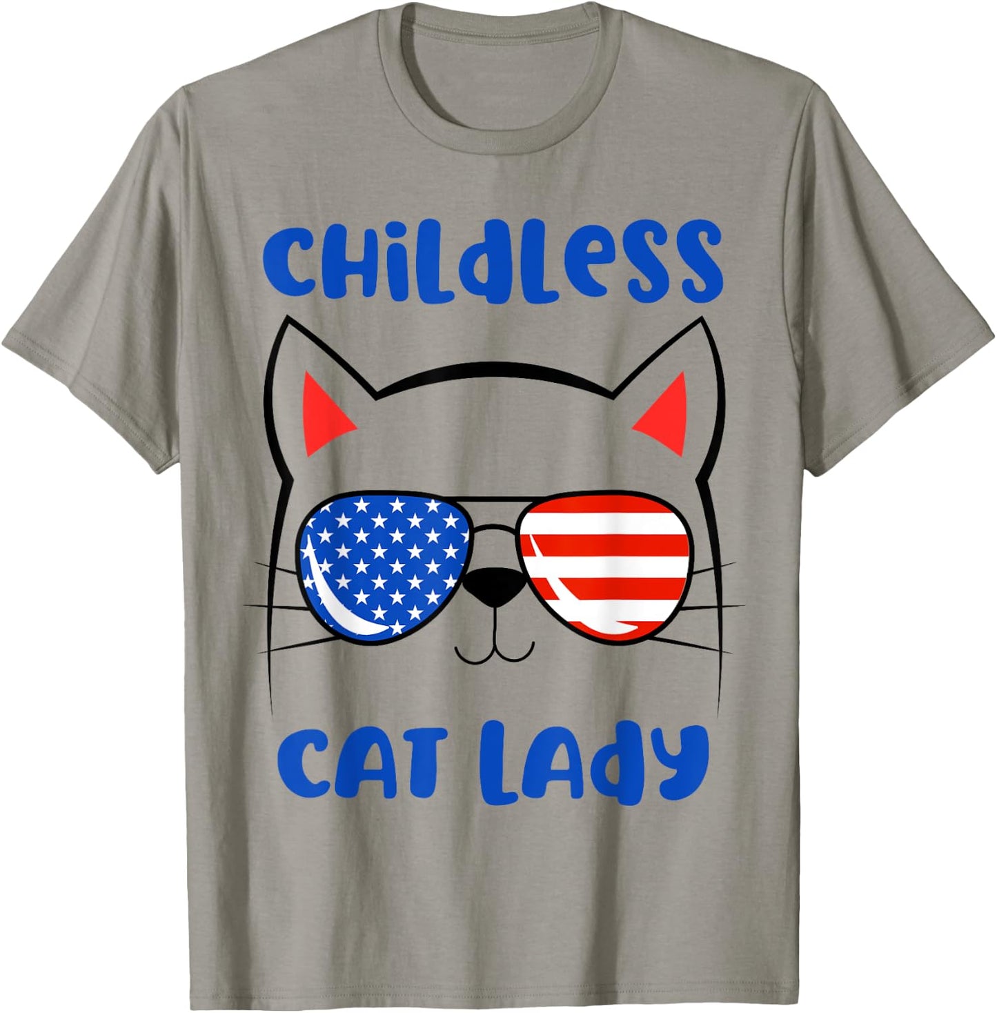Childless Cat Lady 2024 Funny Cat Lover Mom Woman T-Shirt - T-Shirt | Sand