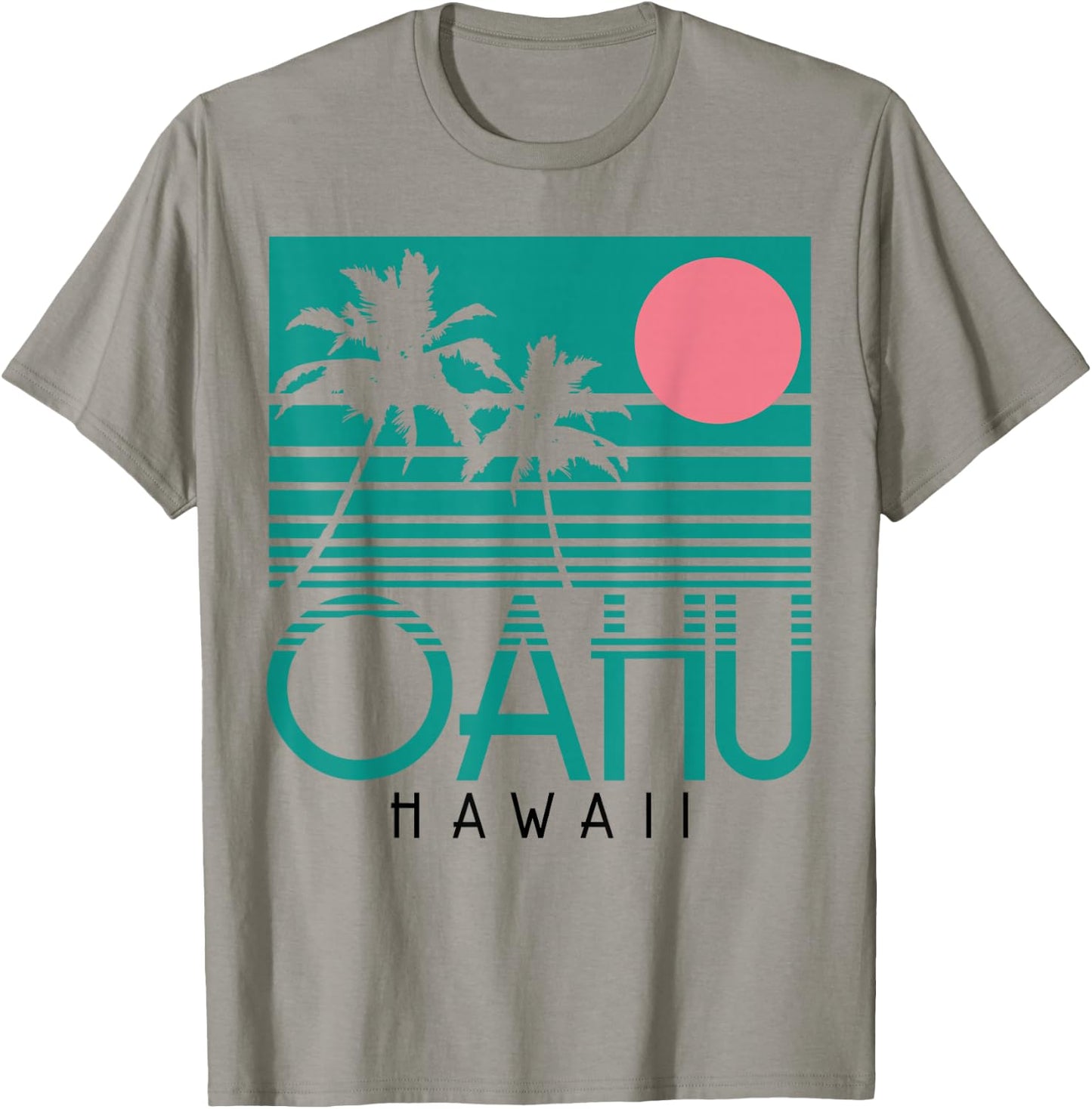 Oahu Hawaii Palm Trees Surf Vintage Retro Hawaiian Islands T-Shirt - T-Shirt | Sand