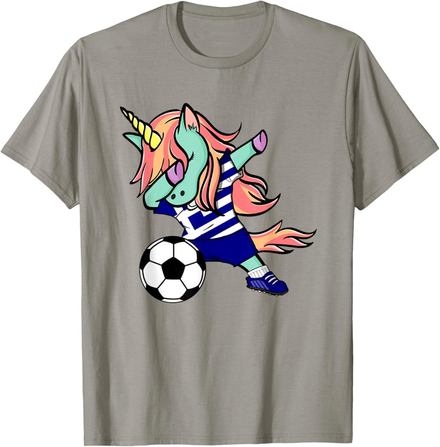 Dabbing Unicorn Soccer Greece Jersey Shirt Greek Football T-Shirt - T-Shirt | Sand