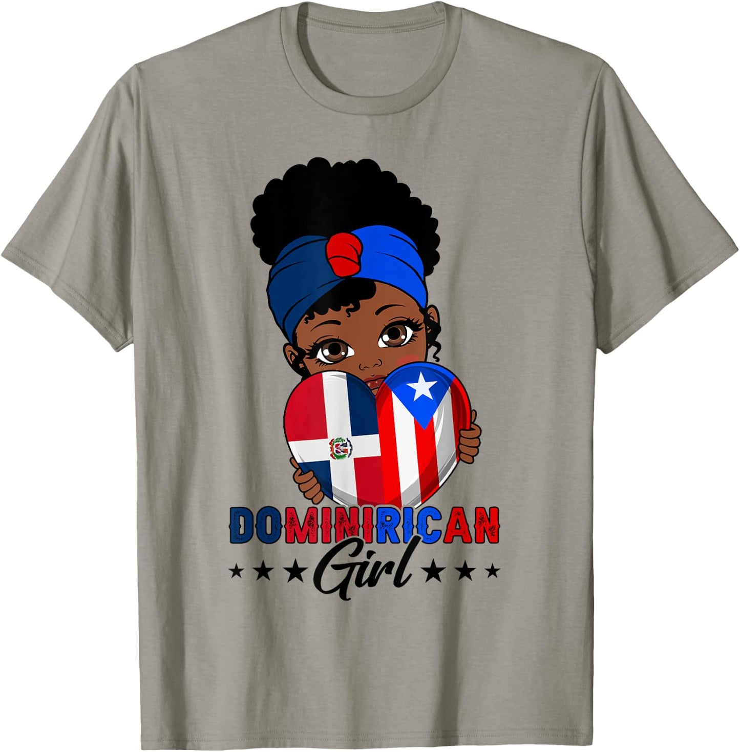 Dominirican Girl Puerto Rico & Dominican Republic Flag Pride T-Shirt - T-Shirt | Sand