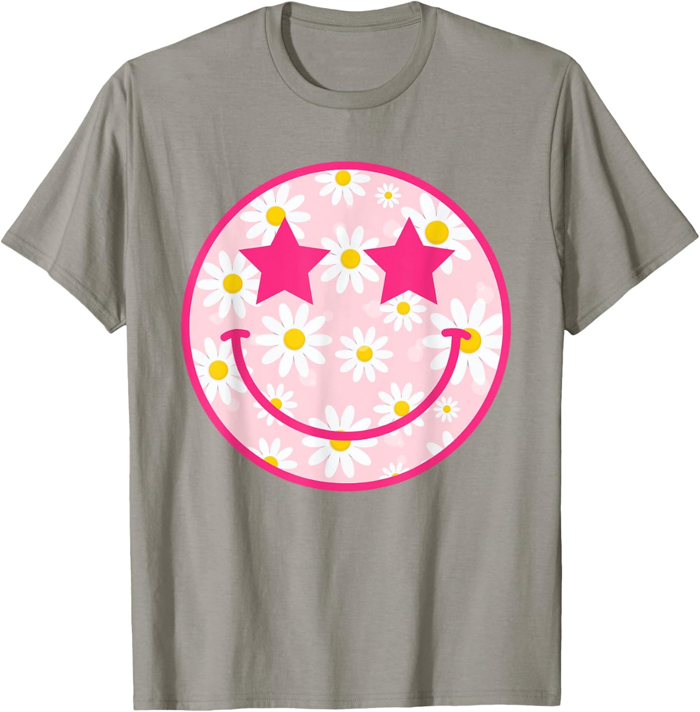Happy Face Floral Shirt Preppy Aesthetic Smiling Face T-Shirt - T-Shirt | Sand
