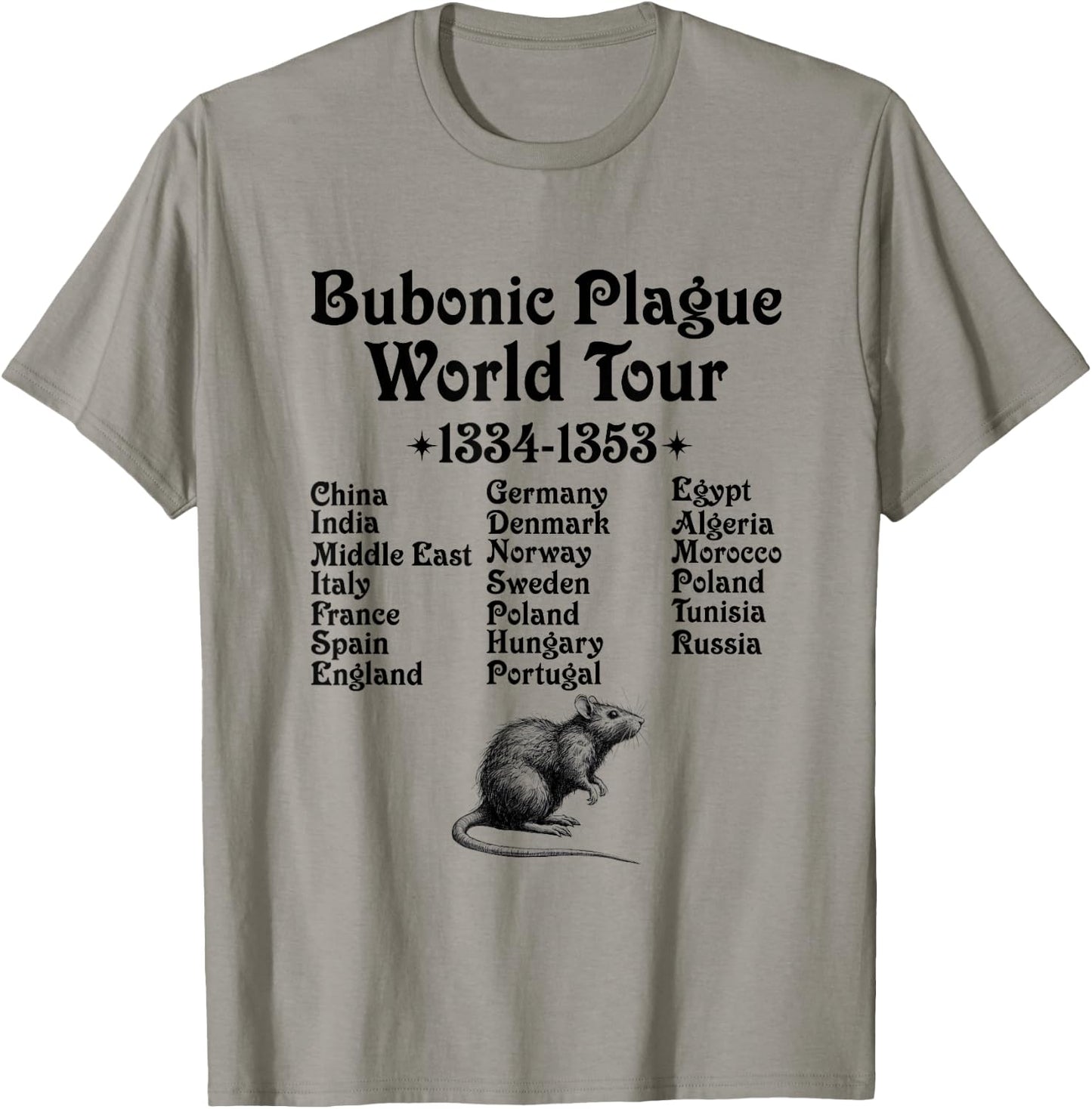 Gothic Bubonic Plague World-Tour Plague Rat Medieval History T-Shirt - T-Shirt | Sand
