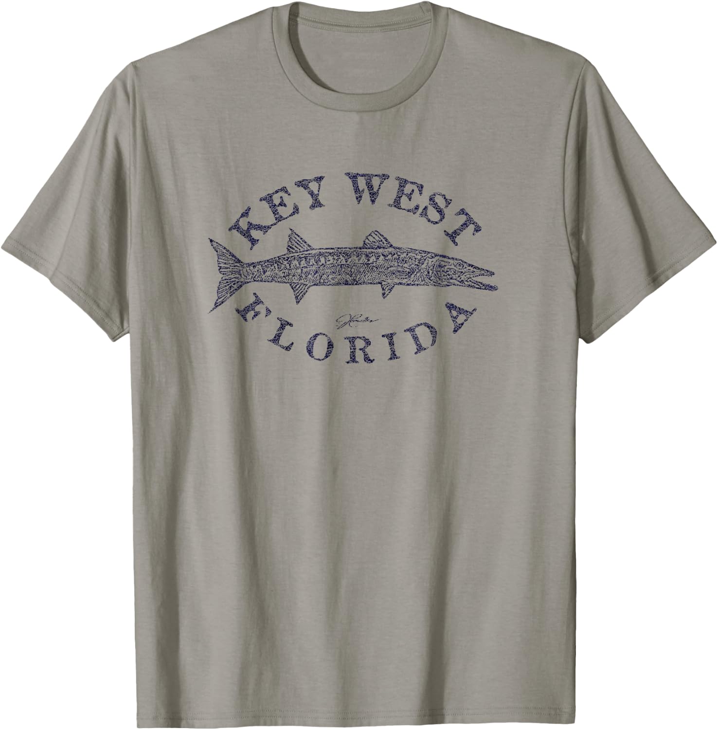 JCombs: Key West, FL, Great Barracuda (Distressed) T-Shirt - T-Shirt | Sand