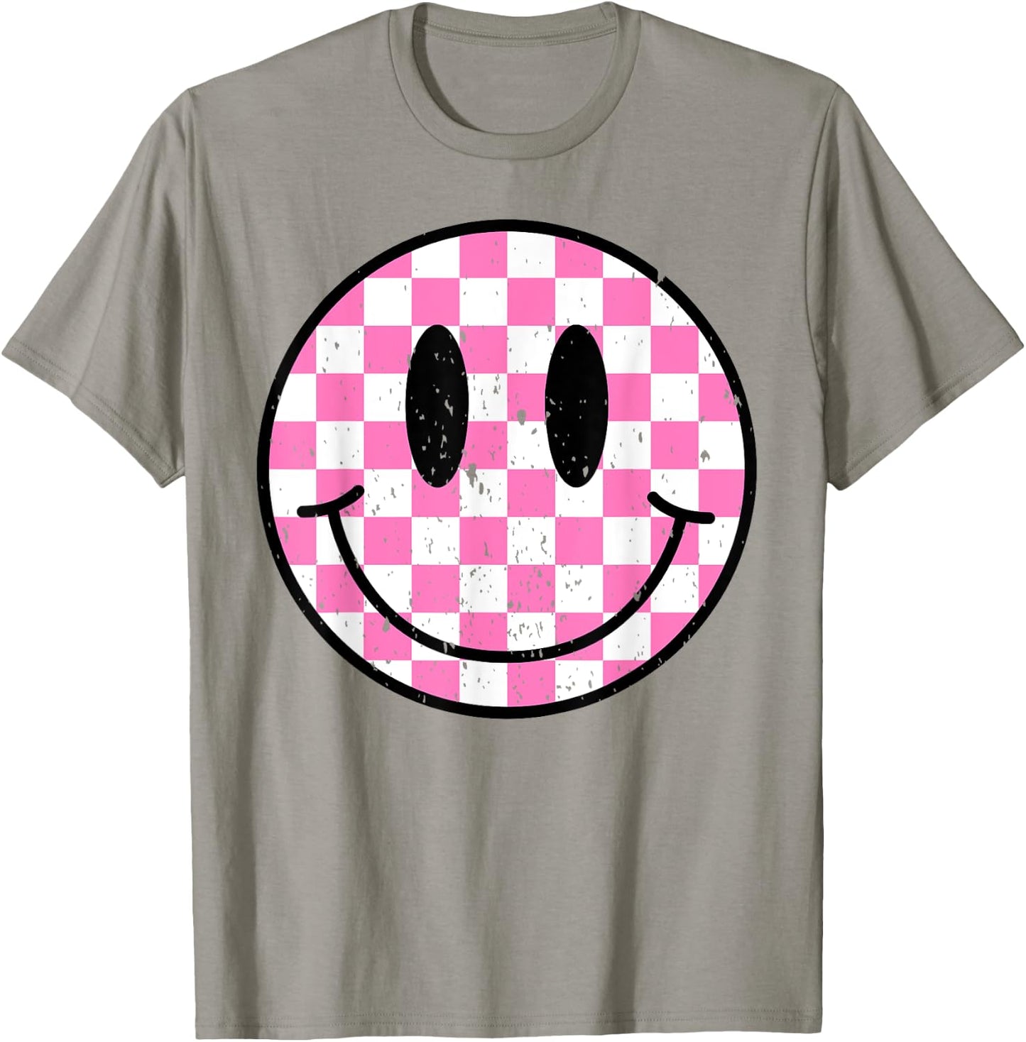 Retro Groovy Checkered Pattern Smile Face Trendy Kids T-Shirt - T-Shirt | Sand