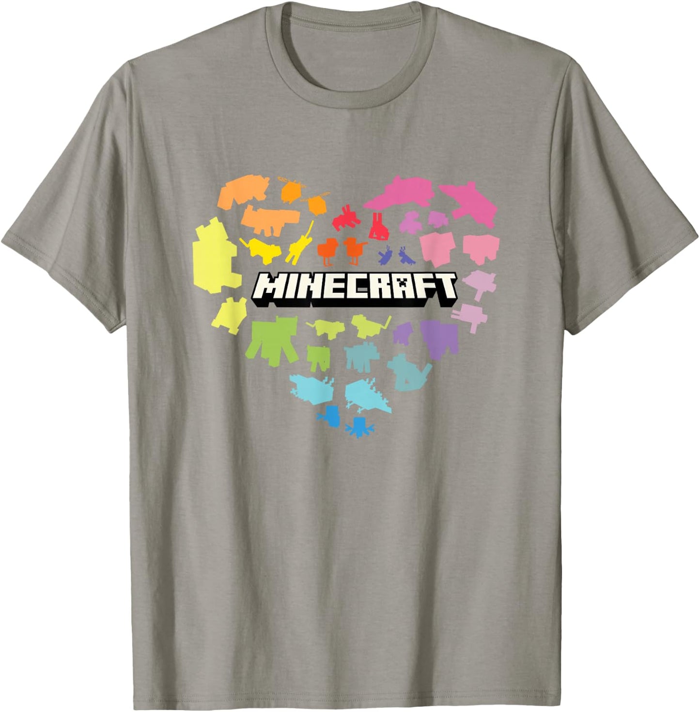Minecraft Valentine's Day Heart Shaped Rainbow Icons T-Shirt - T-Shirt | Sand