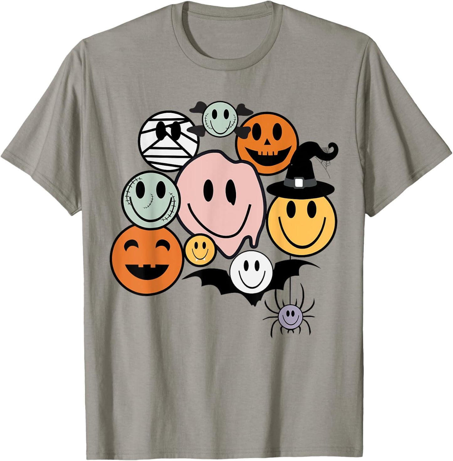 Funny Retro Halloween Smile Face Spooky Men Women Boy Girl T-Shirt - T-Shirt | Sand