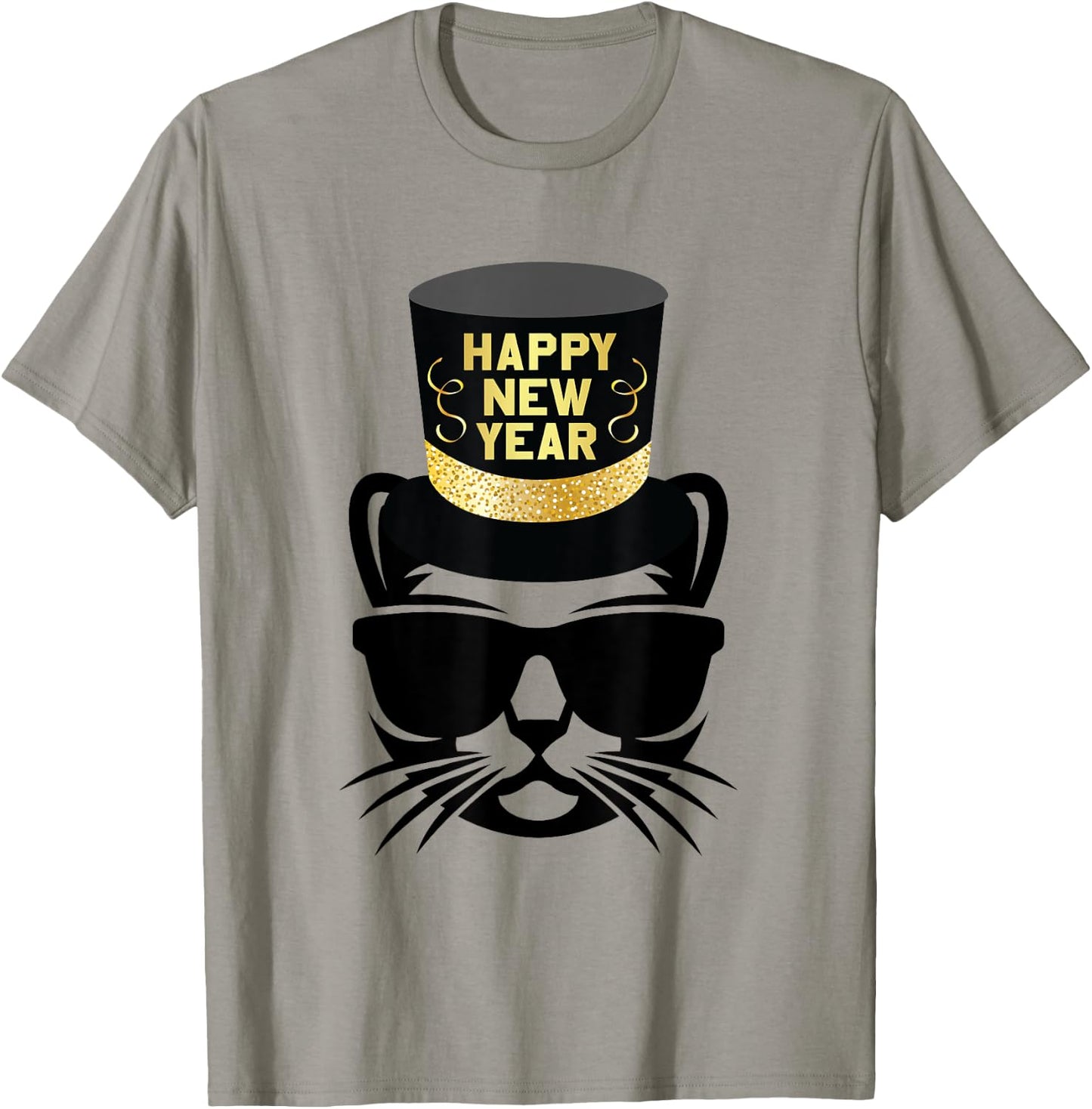 Happy New Year Cat T-Shirt - T-Shirt | Sand