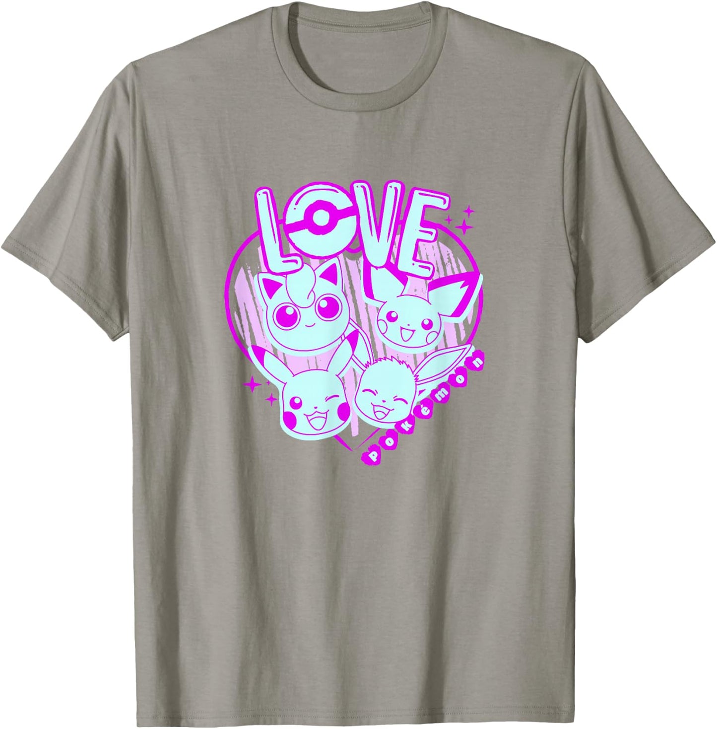 Pokémon Valentine's Day Neon Pink Pocket Monster Sketch T-Shirt - T-Shirt | Sand