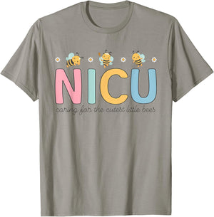 NICU Summer Caring For The Cutest Little Bees NICU Nurse Men Women Girls Kids T-Shirt - T-Shirt | Sand