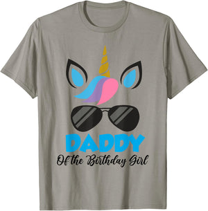 Unicorn Daddy of the Birthday Girl Shirt Matching Party T-Shirt - T-Shirt | Sand