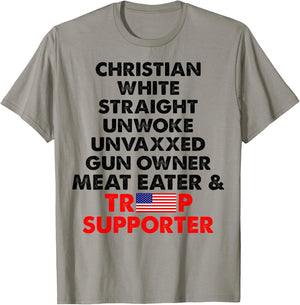 Christian White Straight Unwoke Unvaxxed Gun Owner T-Shirt - T-Shirt | Sand