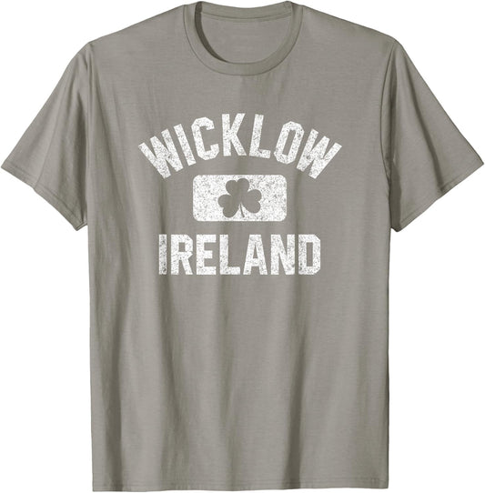 Wicklow Ireland Gym Style Distressed White Print T-Shirt - T-Shirt | Sand