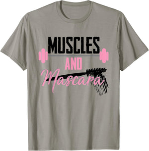 Muscles and Mascara Makeup Gym Workout T-Shirt - T-Shirt | Sand