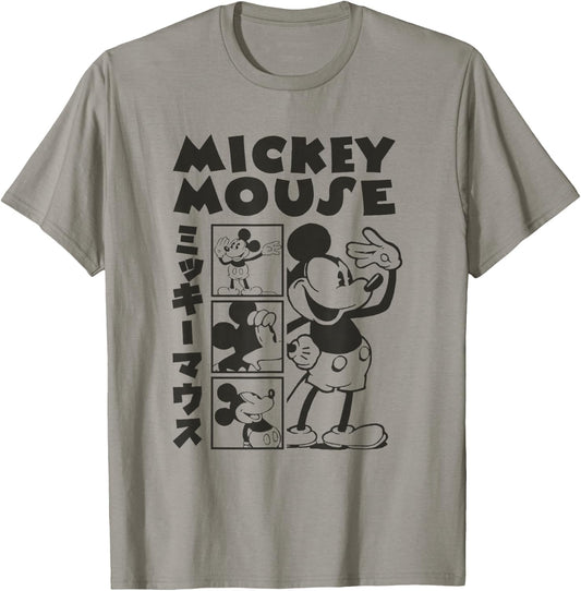 Disney Mickey and Friends Mickey Mouse Kanji Retro Panels T-Shirt - T-Shirt | Sand