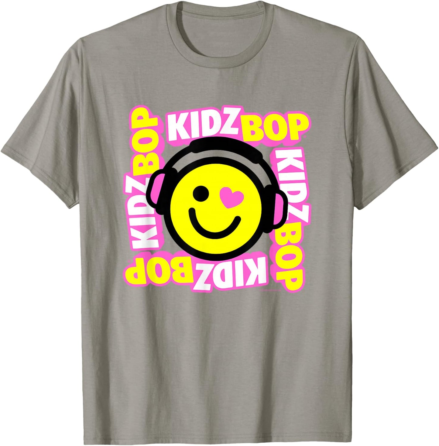 Kidz BOP Merch – Heart Smiley Face with Headphones T-Shirt - T-Shirt | Sand