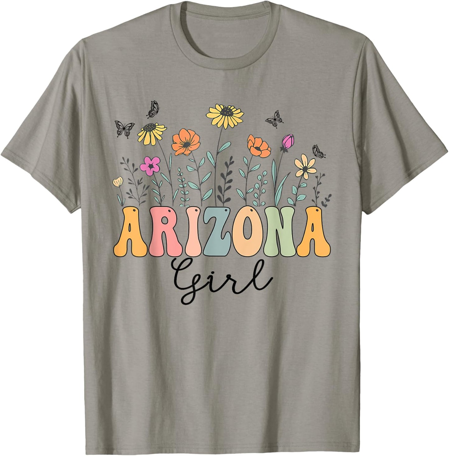 Arizona Girl Wildflower Groovy Arizona Lover T-Shirt - T-Shirt | Sand