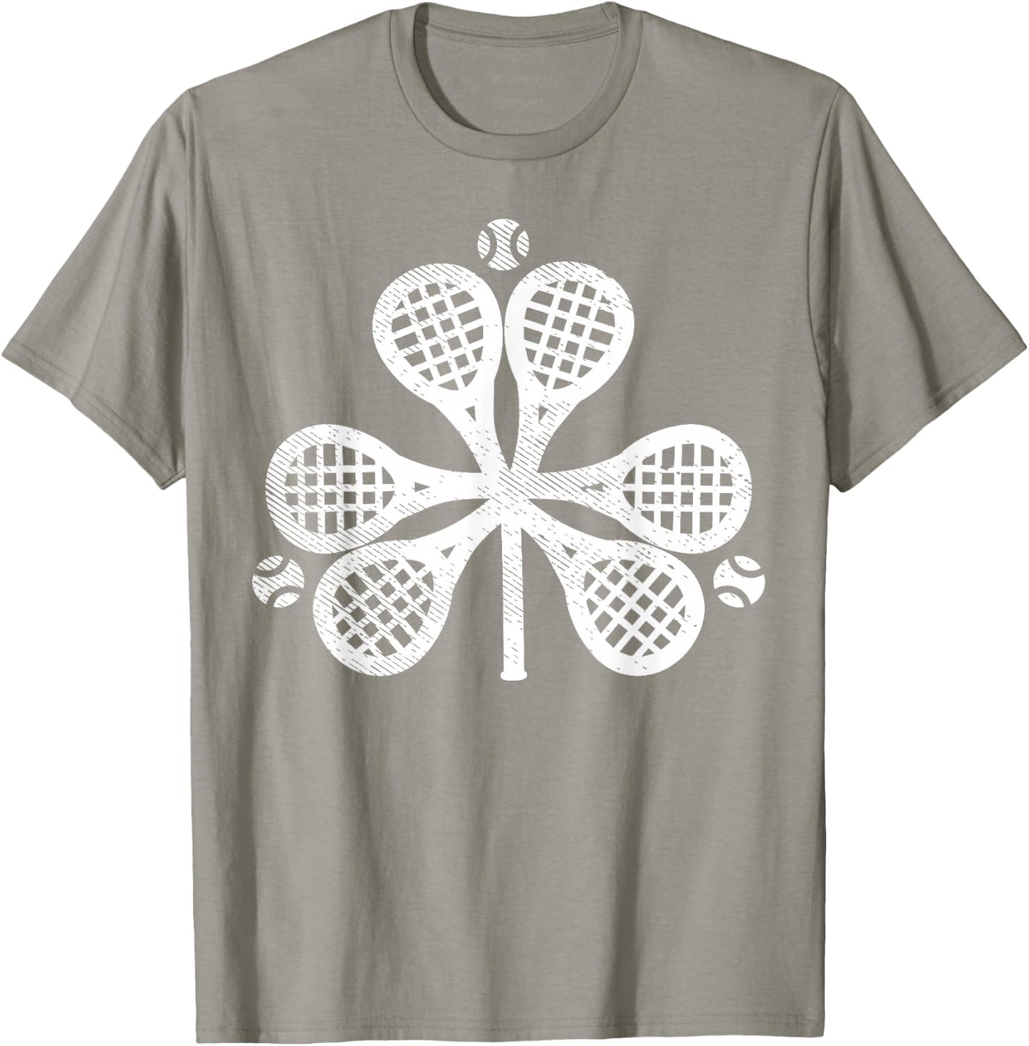 Tennis Shamrock Clover St Patricks Day Player Coach Gift T-Shirt - T-Shirt | Sand