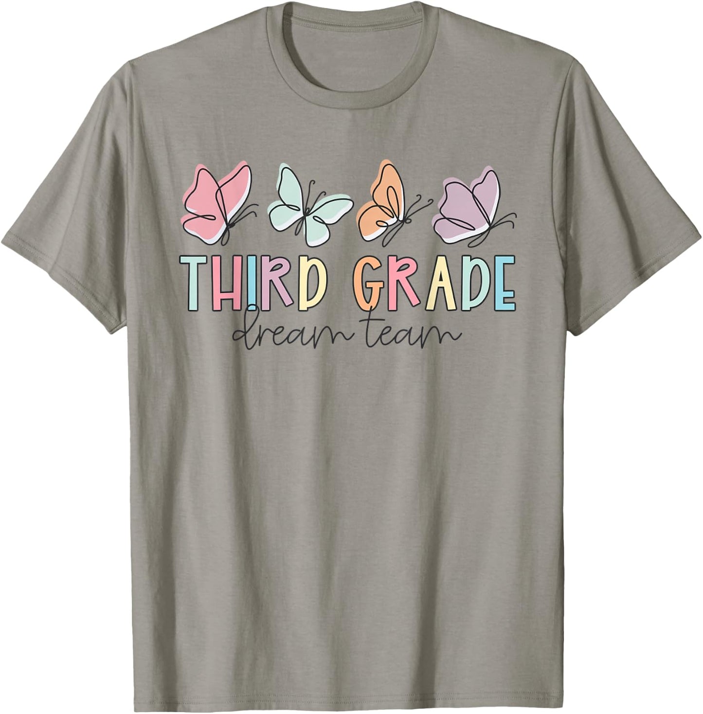 Kids Third Grade Dream Team Butterfly First Day Of School T-Shirt - T-Shirt | Sand