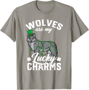 Wolves Are My Lucky Charms St Patricks Day Wolf T-Shirt - T-Shirt | Sand