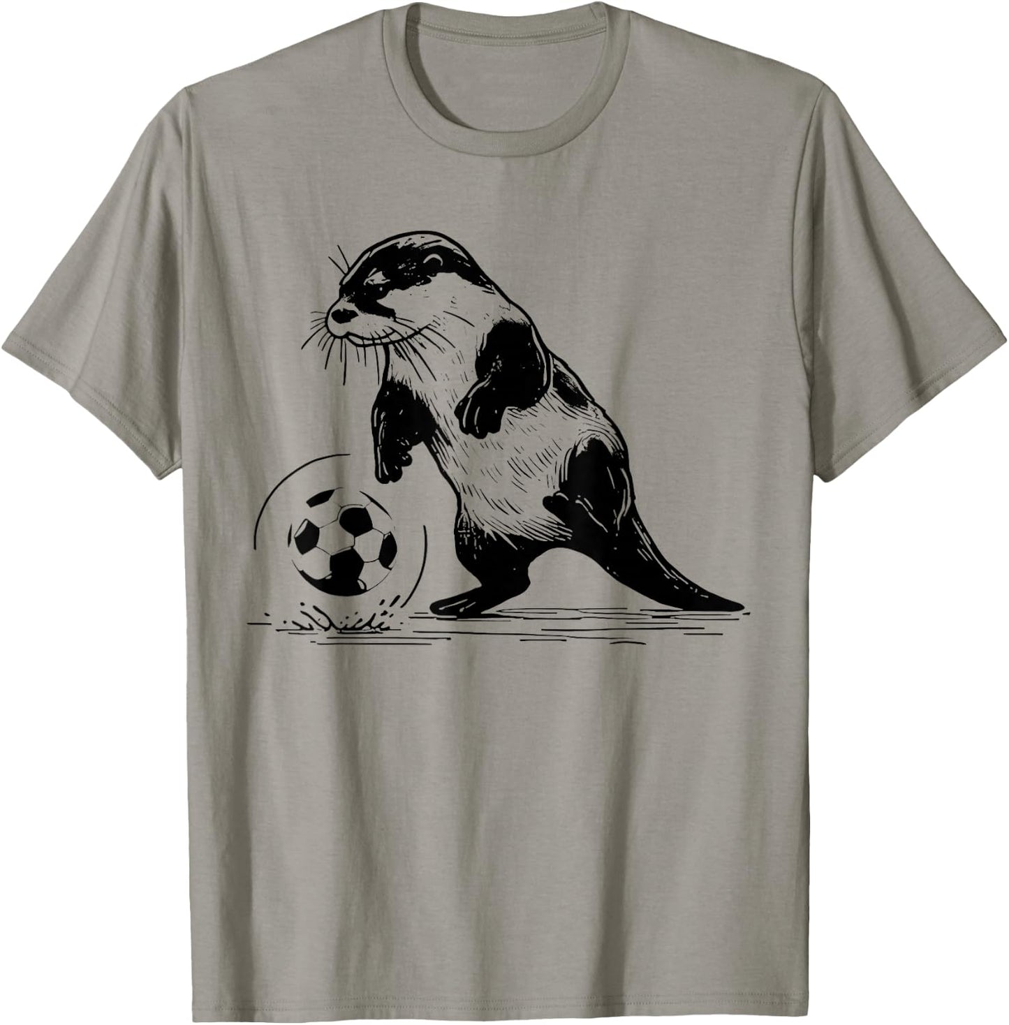 Vintage Otter Playing Soccer Funny Animal Sport Lover T-Shirt - T-Shirt | Sand