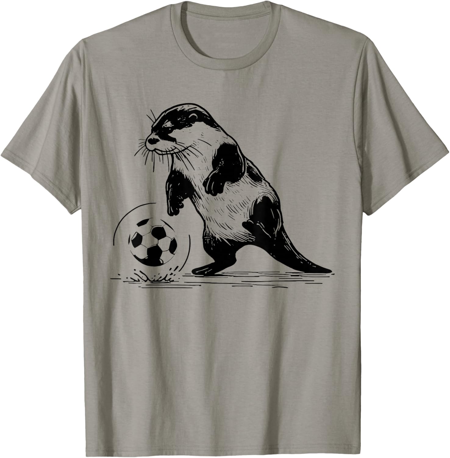 Vintage Otter Playing Soccer Funny Animal Sport Lover T-Shirt - T-Shirt | Sand