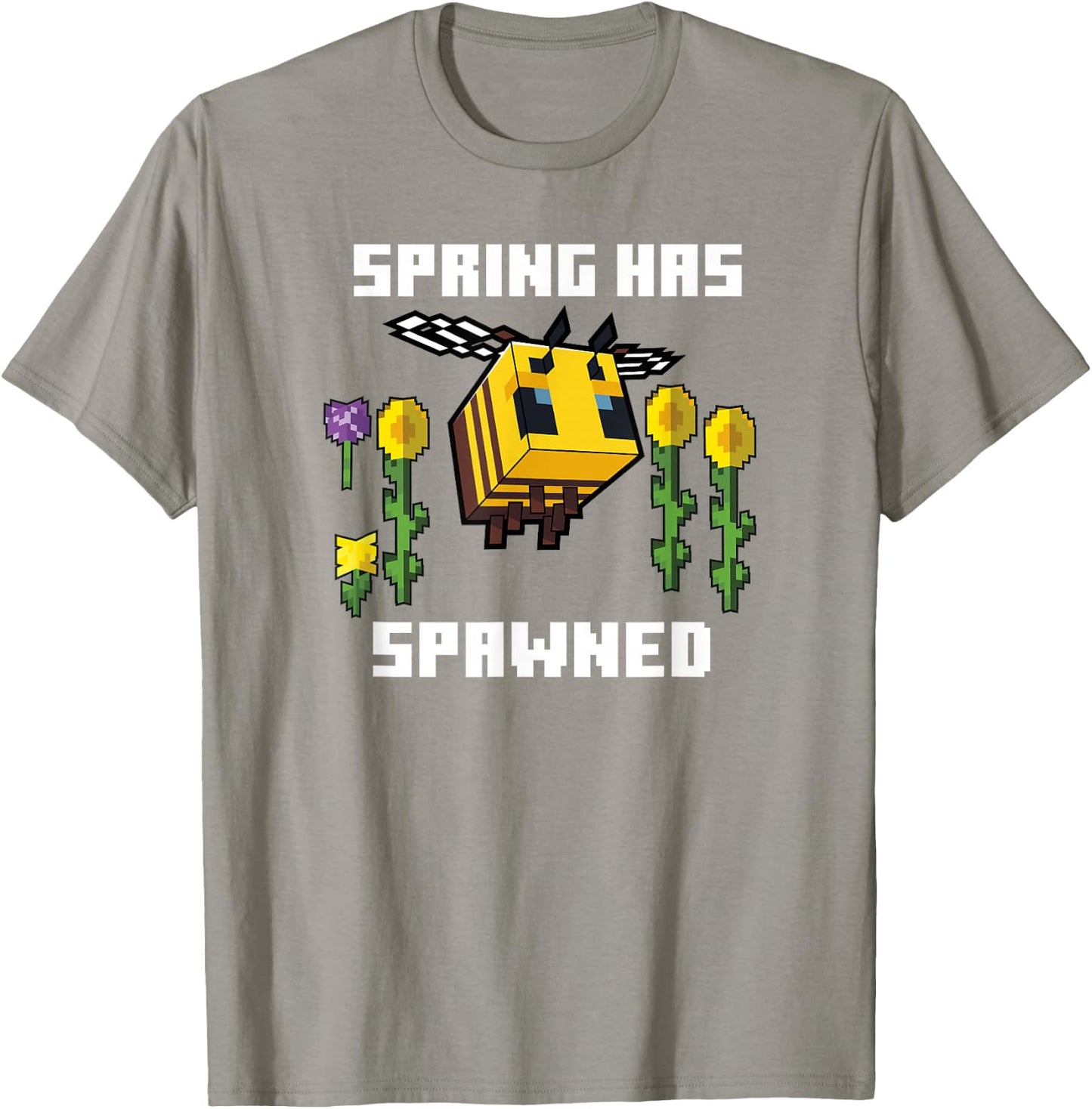 Minecraft Bee Spring Has Spawned Graphic Blocks T-Shirt - T-Shirt | Sand