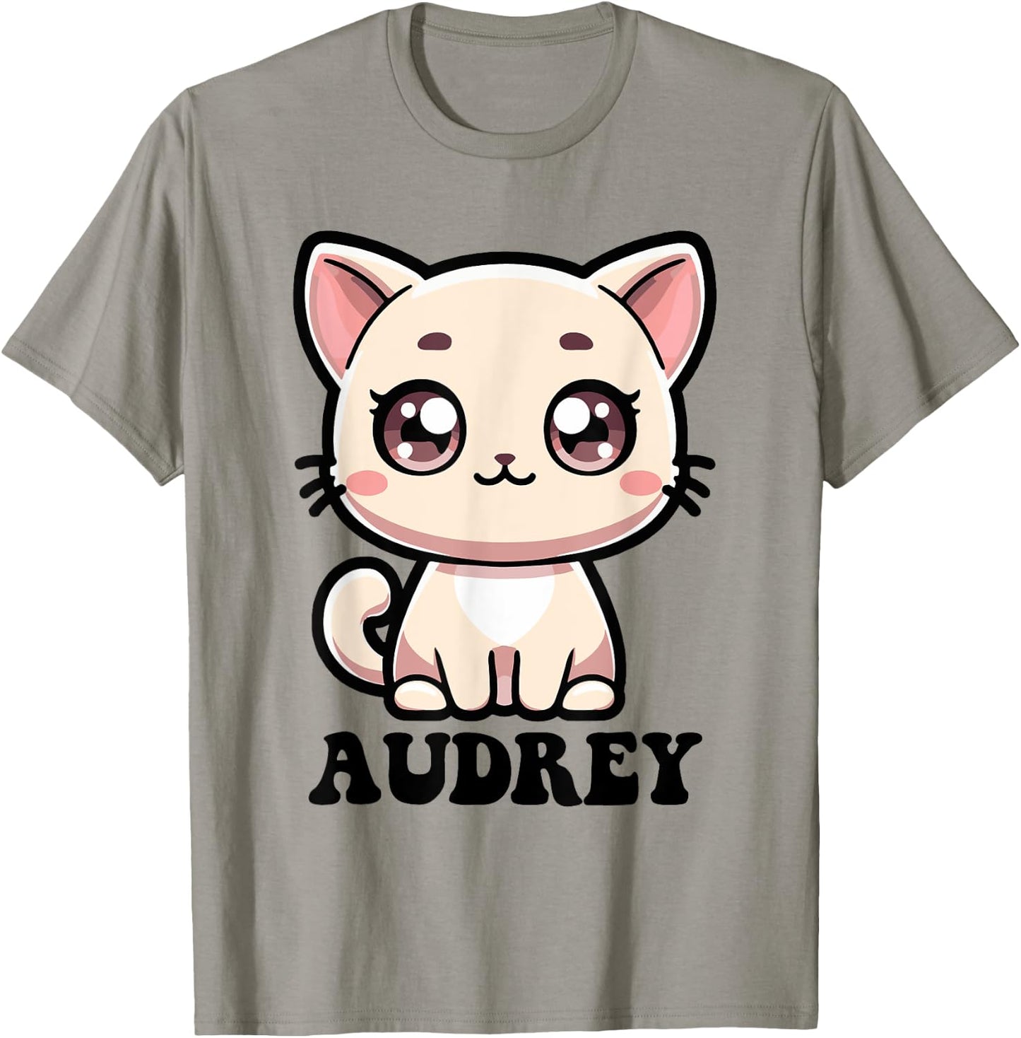 Audrey Cute Kitty Cat Design for Girls Name Audrey T-Shirt - T-Shirt | Sand