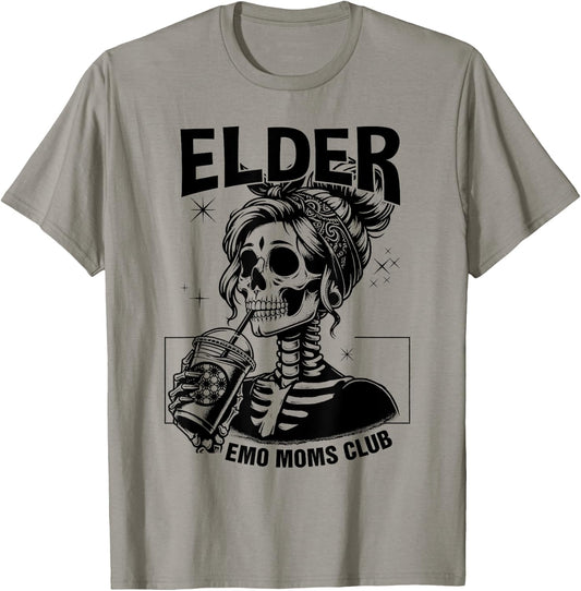 Elder Emo Moms Club Mothers Day Funny Skeleton T-Shirt - T-Shirt | Sand