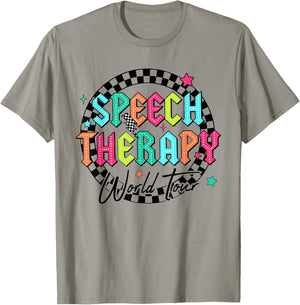 Women Speech Therapy World Tour AAC SLPA CCC SLP Graduation T-Shirt - T-Shirt | Sand