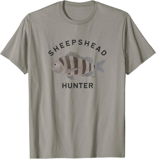 Sheepshead hunter fishing , Small, Grey T-Shirt - T-Shirt | Sand