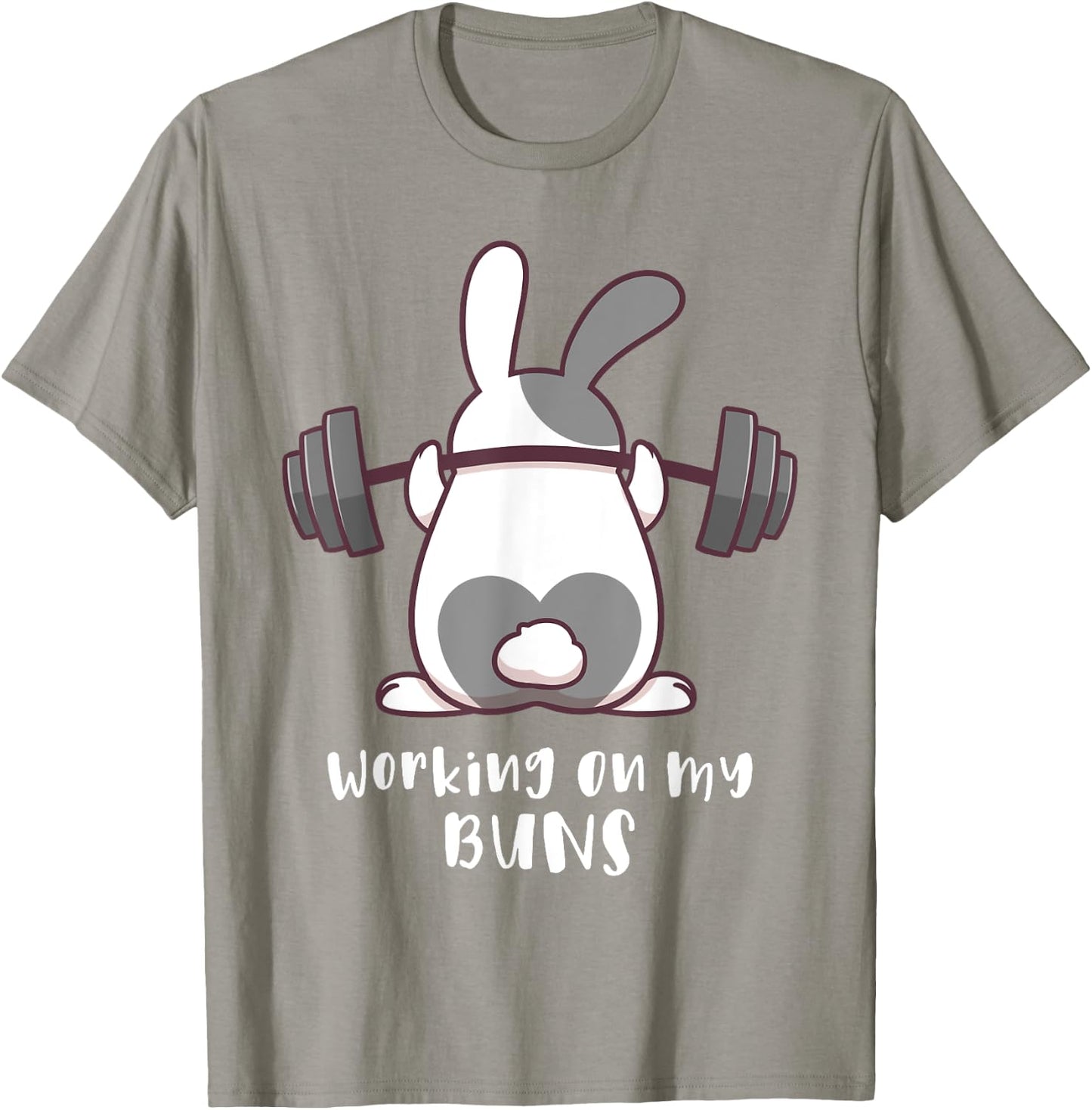 Working On My Buns Bunny Workout Gym Pun Gift Cute T Shirt T-Shirt - T-Shirt | Sand